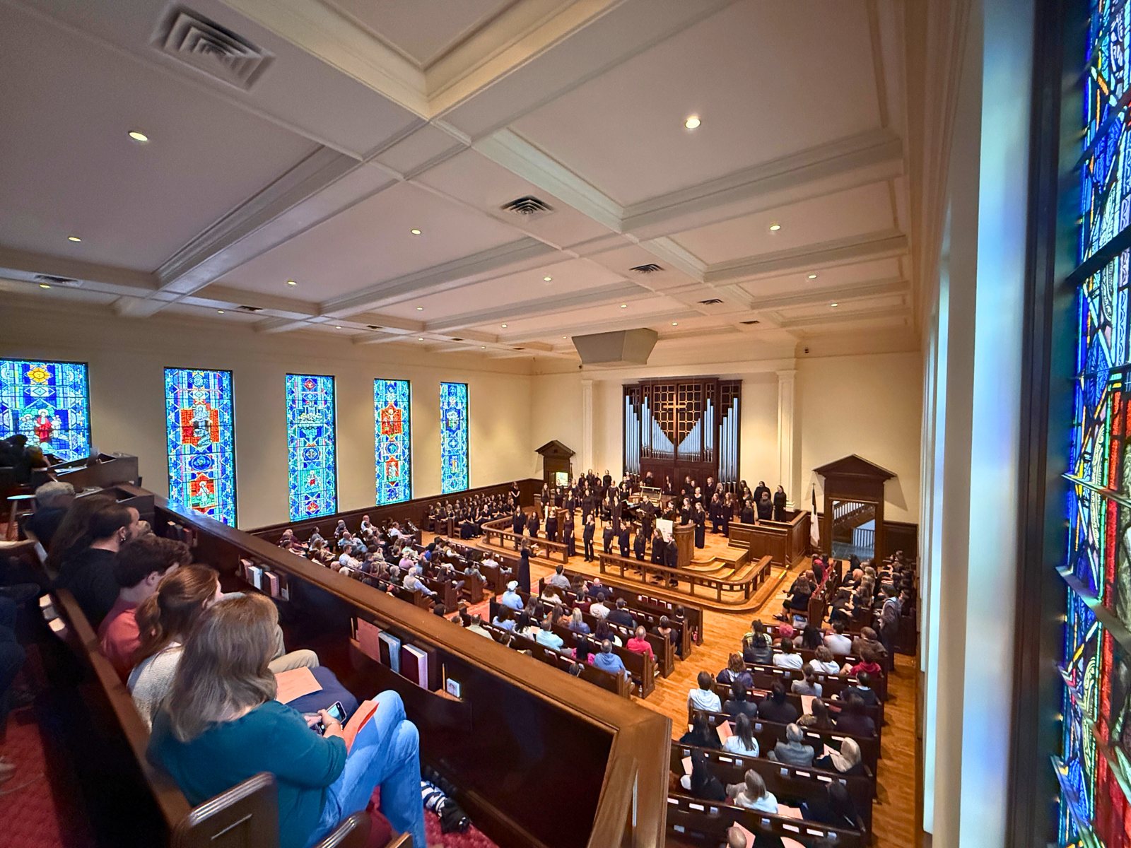 The sanctuary of First United Methodist Church Tuscaloosa