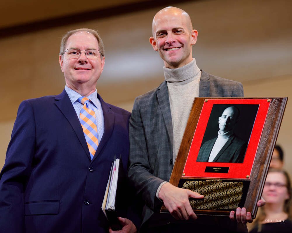 Receiving the WKU Department of Music Wall of Fame honor, 2019